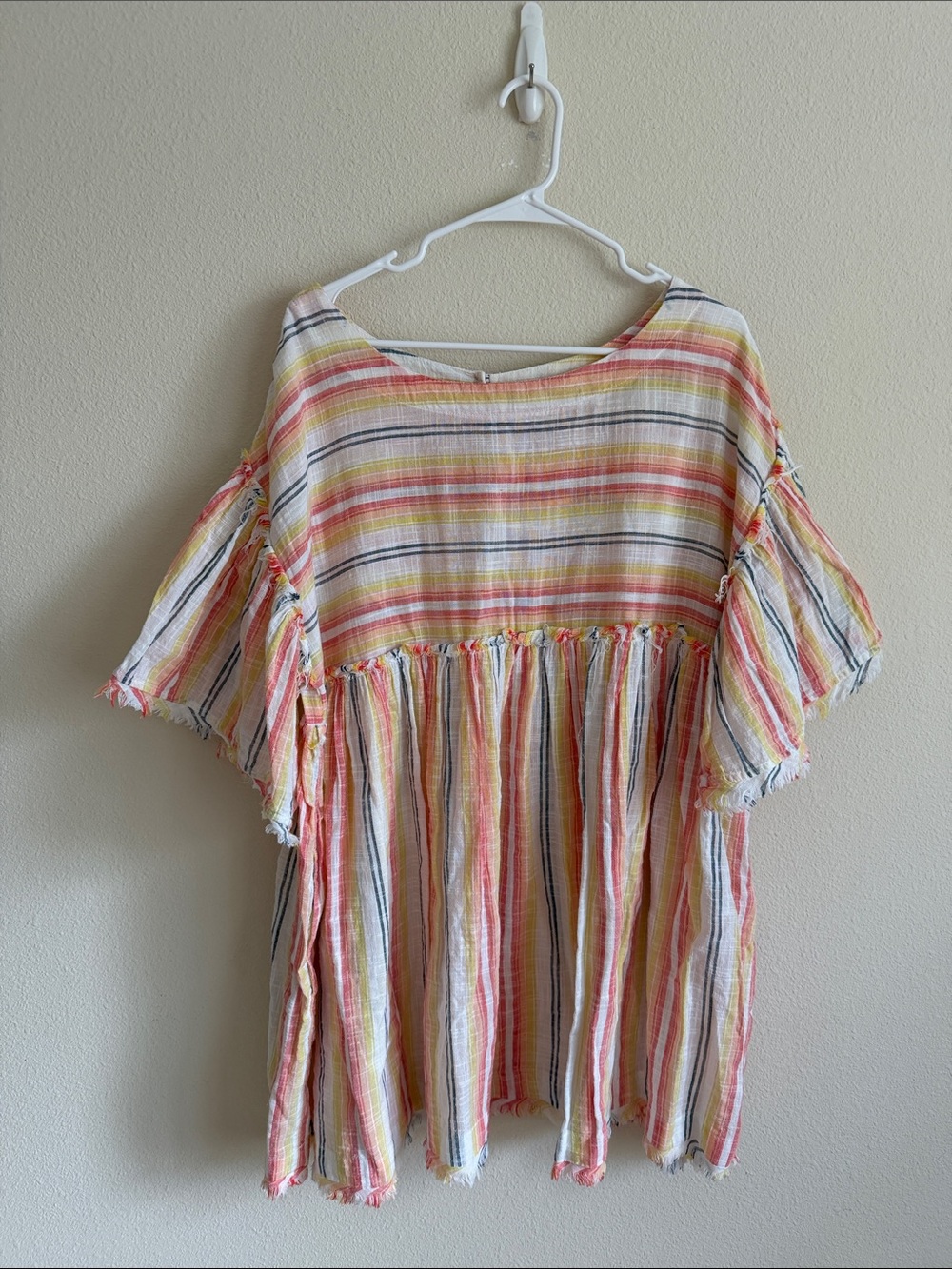 Free People Flowy Babydoll Dress With Raw Hems